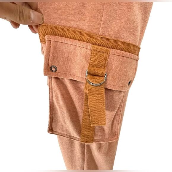UEC FREE PEOPLE STRETCH Jogger Pant PEACHY ORANGE Cargo Pockets High Waist SZ S - Picture 5 of 14